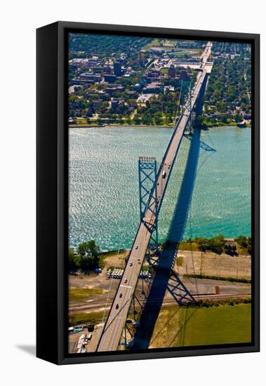 Aerial view of Ambassador Bridge, Detroit, Wayne County, Michigan, USA-null-Framed Stretched Canvas