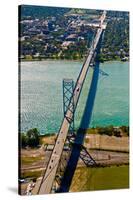 Aerial view of Ambassador Bridge, Detroit, Wayne County, Michigan, USA-null-Stretched Canvas