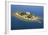 Aerial View of an Island and Lighthouse near Acadia National Park, Maine-Joseph Sohm-Framed Photographic Print