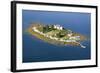 Aerial View of an Island and Lighthouse near Acadia National Park, Maine-Joseph Sohm-Framed Photographic Print