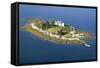 Aerial View of an Island and Lighthouse near Acadia National Park, Maine-Joseph Sohm-Framed Stretched Canvas