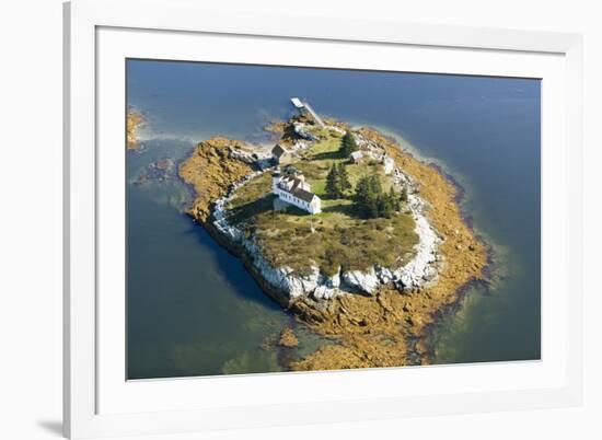 Aerial View of an Island and Lighthouse near Acadia National Park, Maine-Joseph Sohm-Framed Photographic Print