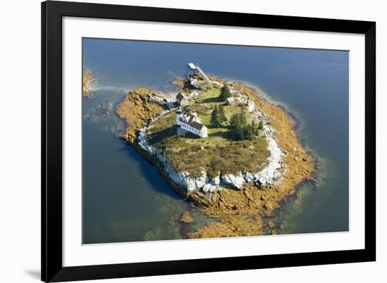 Aerial View of an Island and Lighthouse near Acadia National Park, Maine-Joseph Sohm-Framed Photographic Print