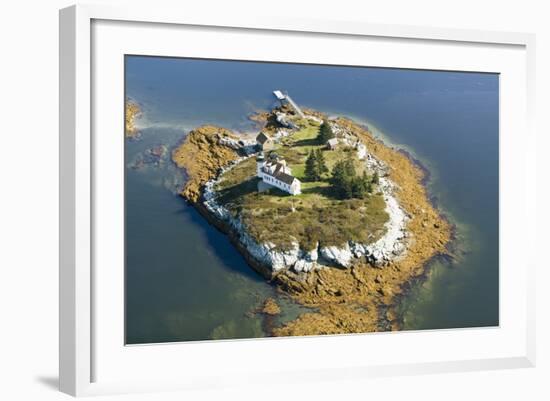 Aerial View of an Island and Lighthouse near Acadia National Park, Maine-Joseph Sohm-Framed Photographic Print