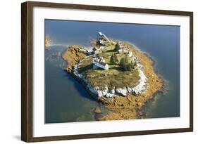 Aerial View of an Island and Lighthouse near Acadia National Park, Maine-Joseph Sohm-Framed Photographic Print