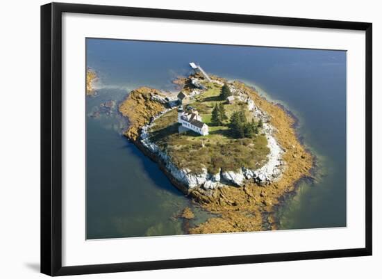 Aerial View of an Island and Lighthouse near Acadia National Park, Maine-Joseph Sohm-Framed Photographic Print