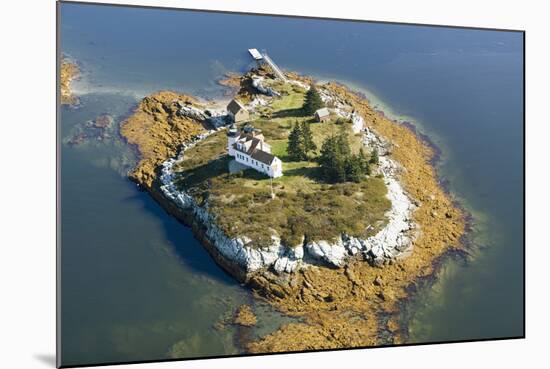 Aerial View of an Island and Lighthouse near Acadia National Park, Maine-Joseph Sohm-Mounted Photographic Print