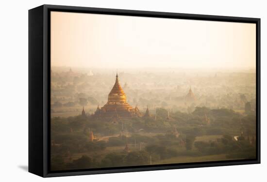 Aerial View of Ancient Temples (More Than 2200 Temples) of Bagan at Sunrise in Myanmar-Harry Marx-Framed Stretched Canvas