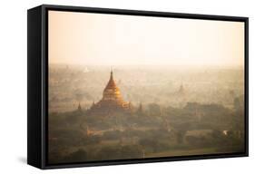 Aerial View of Ancient Temples (More Than 2200 Temples) of Bagan at Sunrise in Myanmar-Harry Marx-Framed Stretched Canvas