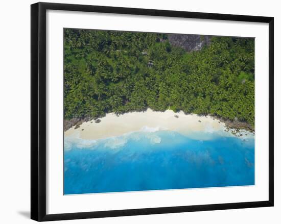 Aerial View of Anse Victorin Beach, Fregate Island, Seychelles, Indian Ocean, Africa-Papadopoulos Sakis-Framed Photographic Print