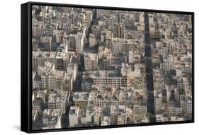 Aerial view of apartment and office buildings, Central Tehran, Iran, Middle East-James Strachan-Framed Stretched Canvas