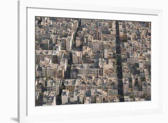 Aerial view of apartment and office buildings, Central Tehran, Iran, Middle East-James Strachan-Framed Photographic Print