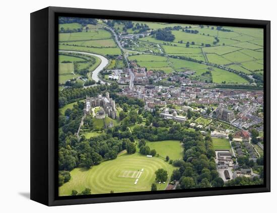 Aerial View of Arundel Castle, Cricket Ground and Cathedral, Arundel, West Sussex, England, UK-Peter Barritt-Framed Stretched Canvas