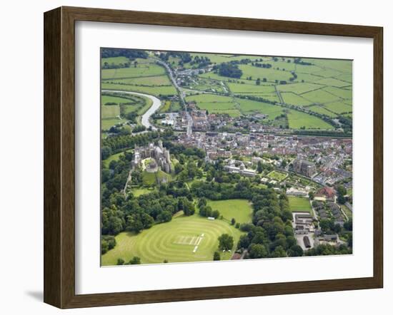 Aerial View of Arundel Castle, Cricket Ground and Cathedral, Arundel, West Sussex, England, UK-Peter Barritt-Framed Photographic Print