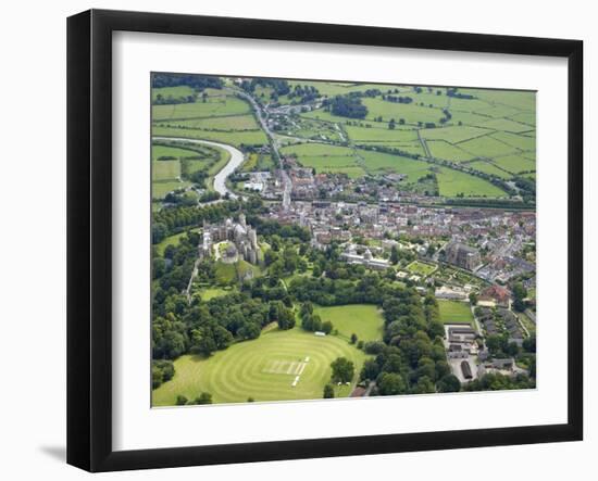 Aerial View of Arundel Castle, Cricket Ground and Cathedral, Arundel, West Sussex, England, UK-Peter Barritt-Framed Photographic Print