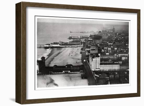Aerial View of Atlantic City, New Jersey, USA, from a Zeppelin, 1930-null-Framed Giclee Print