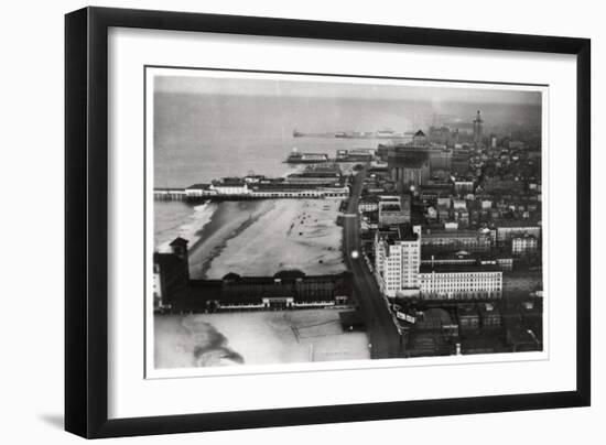 Aerial View of Atlantic City, New Jersey, USA, from a Zeppelin, 1930-null-Framed Giclee Print