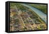 Aerial View of Augusta, Georgia, 1943-null-Framed Stretched Canvas