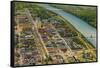 Aerial View of Augusta, Georgia, 1943-null-Framed Stretched Canvas