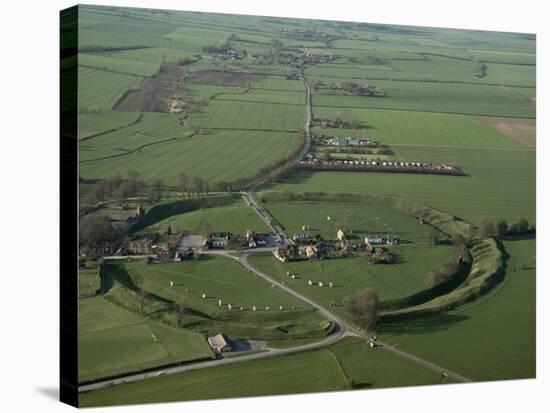 Aerial View of Avebury, Unesco World Heritage Site, Wiltshire, England, United Kingdom-Adam Woolfitt-Stretched Canvas