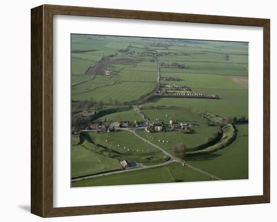 Aerial View of Avebury, Unesco World Heritage Site, Wiltshire, England, United Kingdom-Adam Woolfitt-Framed Photographic Print