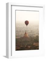 Aerial View of Balloon over Ancient Temples of Bagan at Sunrise in Myanmar-Harry Marx-Framed Photographic Print