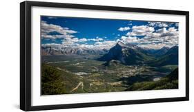 Aerial view of Banff town and Mount Rundle, Banff National Park, Alberta, Canada-null-Framed Photographic Print