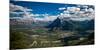 Aerial view of Banff town and Mount Rundle, Banff National Park, Alberta, Canada-null-Mounted Photographic Print