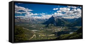 Aerial view of Banff town and Mount Rundle, Banff National Park, Alberta, Canada-null-Framed Stretched Canvas