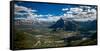 Aerial view of Banff town and Mount Rundle, Banff National Park, Alberta, Canada-null-Framed Stretched Canvas