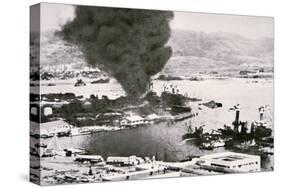 Aerial View of Battleship Row, Pearl Harbor, 7th December, 1941-Japanese Photographer-Stretched Canvas