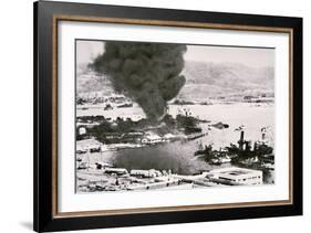 Aerial View of Battleship Row, Pearl Harbor, 7th December, 1941-Japanese Photographer-Framed Photographic Print