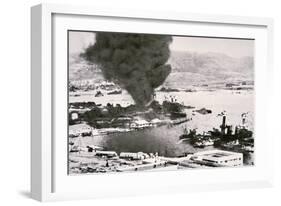 Aerial View of Battleship Row, Pearl Harbor, 7th December, 1941-Japanese Photographer-Framed Photographic Print