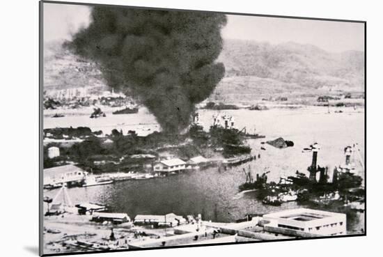 Aerial View of Battleship Row, Pearl Harbor, 7th December, 1941-Japanese Photographer-Mounted Photographic Print