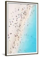 Aerial view of beach in summer with people. Zakynthos, Greek Islands, Greece-Matteo Colombo-Framed Premium Photographic Print