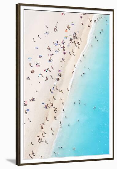 Aerial view of beach in summer with people. Zakynthos, Greek Islands, Greece-Matteo Colombo-Framed Premium Photographic Print