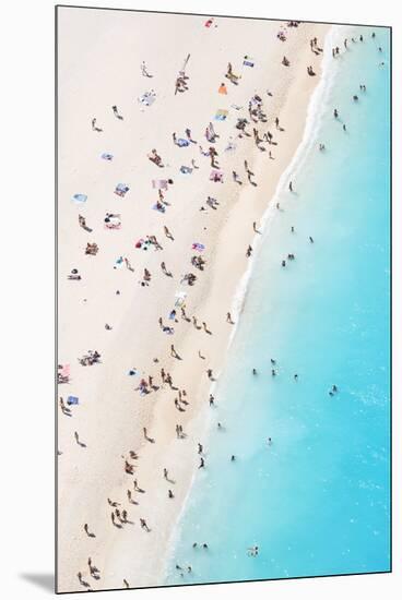 Aerial view of beach in summer with people. Zakynthos, Greek Islands, Greece-Matteo Colombo-Mounted Premium Photographic Print