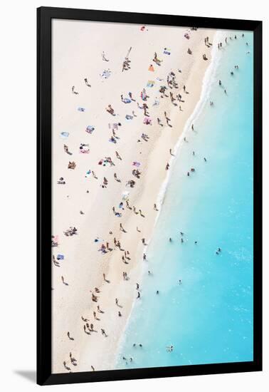 Aerial view of beach in summer with people. Zakynthos, Greek Islands, Greece-Matteo Colombo-Framed Premium Photographic Print