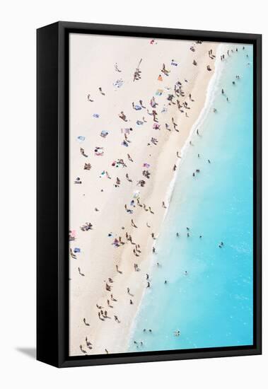 Aerial view of beach in summer with people. Zakynthos, Greek Islands, Greece-Matteo Colombo-Framed Stretched Canvas