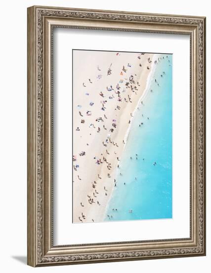 Aerial view of beach in summer with people. Zakynthos, Greek Islands, Greece-Matteo Colombo-Framed Photographic Print