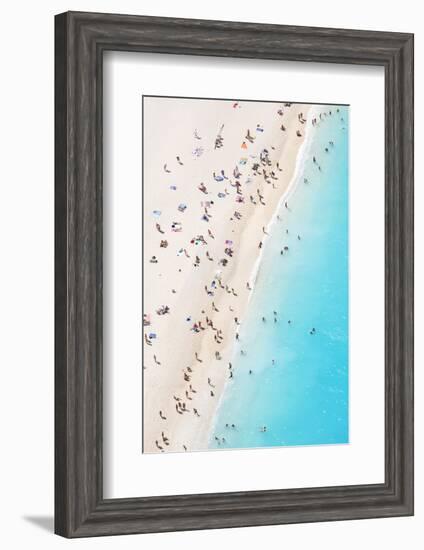 Aerial view of beach in summer with people. Zakynthos, Greek Islands, Greece-Matteo Colombo-Framed Photographic Print