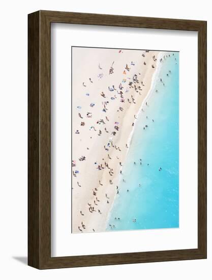 Aerial view of beach in summer with people. Zakynthos, Greek Islands, Greece-Matteo Colombo-Framed Photographic Print