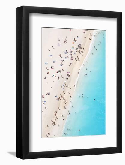 Aerial view of beach in summer with people. Zakynthos, Greek Islands, Greece-Matteo Colombo-Framed Photographic Print