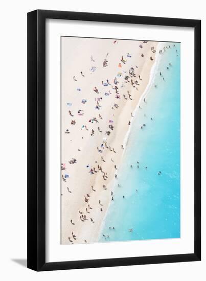 Aerial view of beach in summer with people. Zakynthos, Greek Islands, Greece-Matteo Colombo-Framed Photographic Print