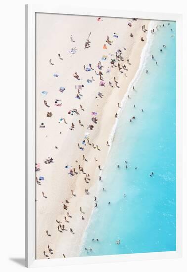 Aerial view of beach in summer with people. Zakynthos, Greek Islands, Greece-Matteo Colombo-Framed Photographic Print