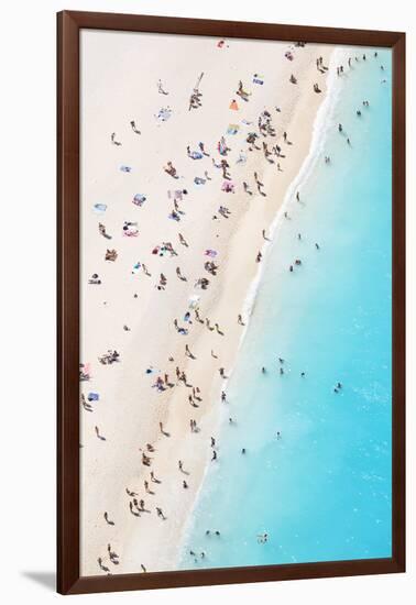 Aerial view of beach in summer with people. Zakynthos, Greek Islands, Greece-Matteo Colombo-Framed Photographic Print