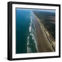 Aerial view of beach, Ninety Mile Beach, Northland, North Island, New Zealand-null-Framed Photographic Print