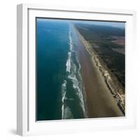 Aerial view of beach, Ninety Mile Beach, Northland, North Island, New Zealand-null-Framed Photographic Print