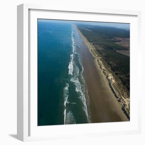 Aerial view of beach, Ninety Mile Beach, Northland, North Island, New Zealand-null-Framed Photographic Print