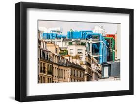 Aerial View of Beaubourg Area with the Pompidou Center Museum   Cityscape of Paris in France-OSTILL-Framed Photographic Print
